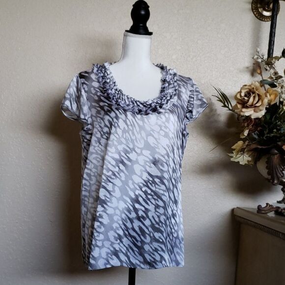 Anne Klein silver blouse, size L - Picture 1 of 10